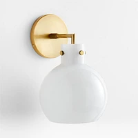 Dakota Brass Sconce Light with Small Milk Glass Globe Set of 2