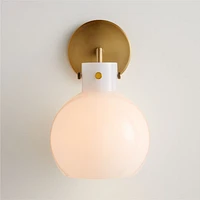 Dakota Brass Sconce Light with Small Milk Glass Globe Set of 2