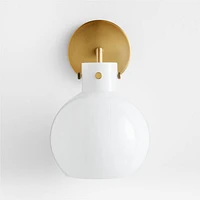 Dakota Brass Sconce Light with Small Milk Glass Globe Set of 2
