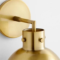 Dakota Brass Sconce Light with Small Brass Dome Set of 2