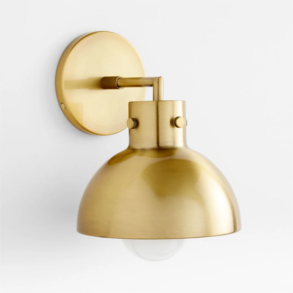 Dakota Brass Sconce Light with Small Brass Dome Set of 2