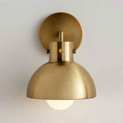 Dakota Brass Sconce Light with Small Brass Dome Set of 2