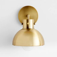 Dakota Brass Sconce Light with Small Brass Dome Set of 2