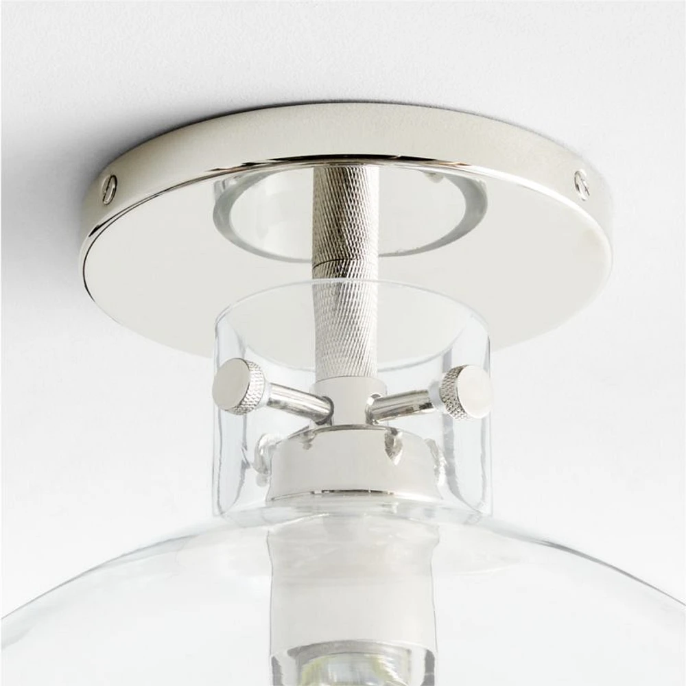 Dakota Chrome Flush Mount Light with Large Clear Glass Dome