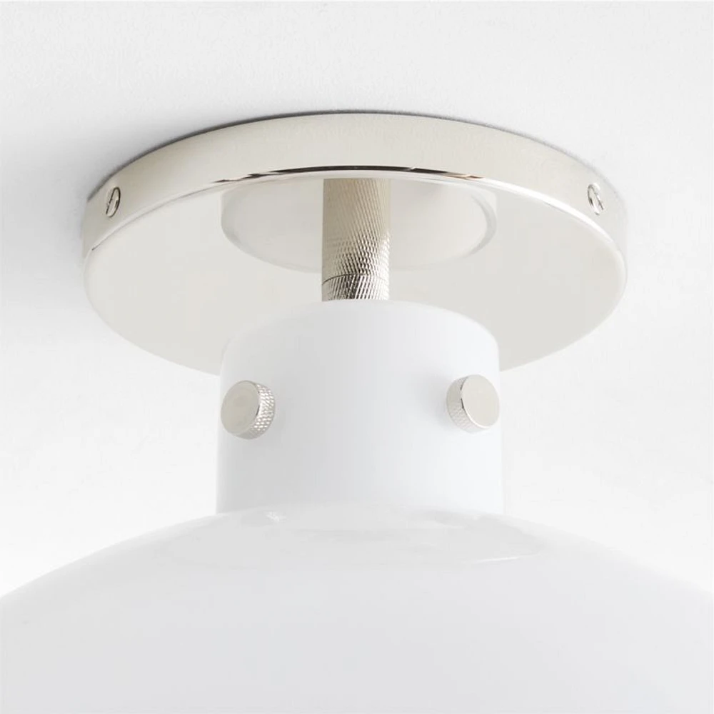 Dakota Chrome Flush Mount Light with Milk White Glass Globe