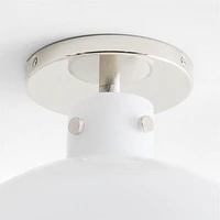 Dakota Chrome Flush Mount Light with Milk White Glass Globe