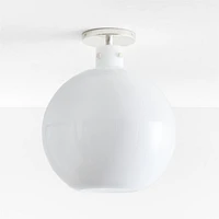 Dakota Chrome Flush Mount Light with Milk White Glass Globe