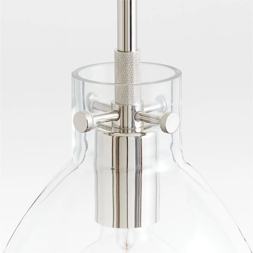 Dakota Chrome Pendant Light with Small Clear Glass Dome