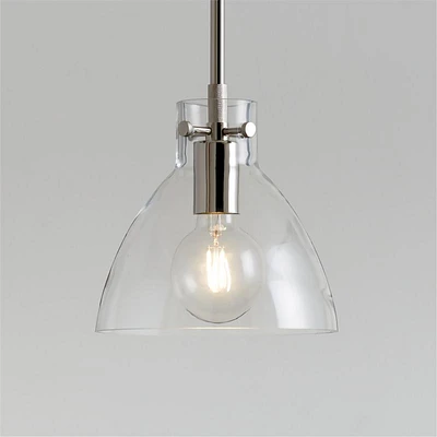 Dakota Chrome Pendant Light with Small Clear Glass Dome