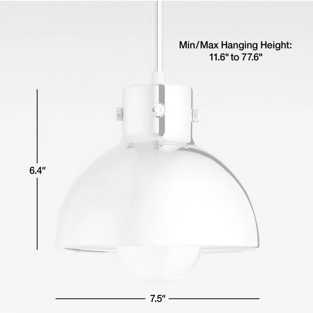 Dakota Chrome Pendant Light with Small Chrome Dome