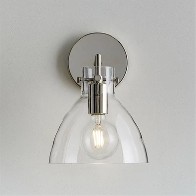 Dakota Chrome Sconce Light with Small Clear Glass Dome