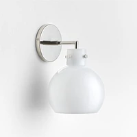 Dakota Chrome Sconce Light with Small Milk White Glass Globe
