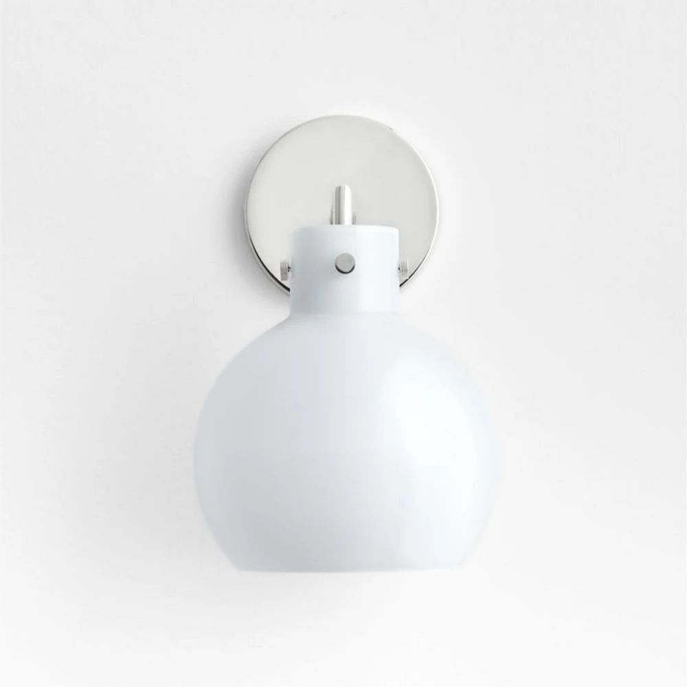 Dakota Chrome Sconce Light with Small Milk White Glass Globe