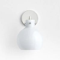 Dakota Chrome Sconce Light with Small Milk White Glass Globe
