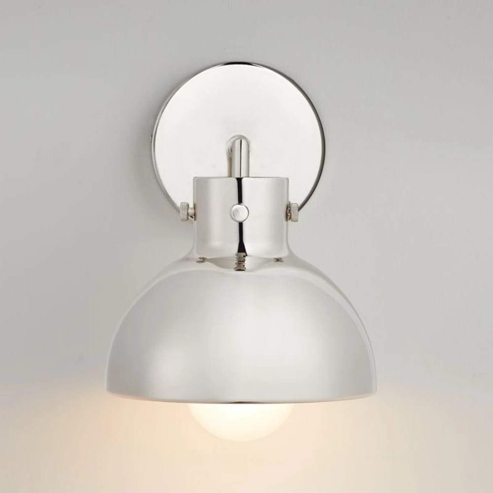 Dakota Chrome Sconce Light with Small Chrome Dome