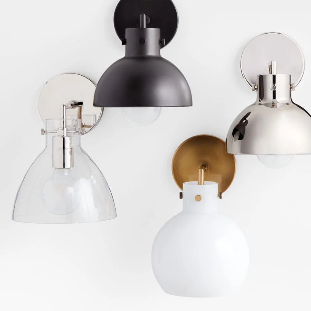 Dakota Brass Sconce Light with Small Milk Glass Globe Set of 2