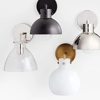 Dakota Brass Sconce Light with Small Milk Glass Globe Set of 2