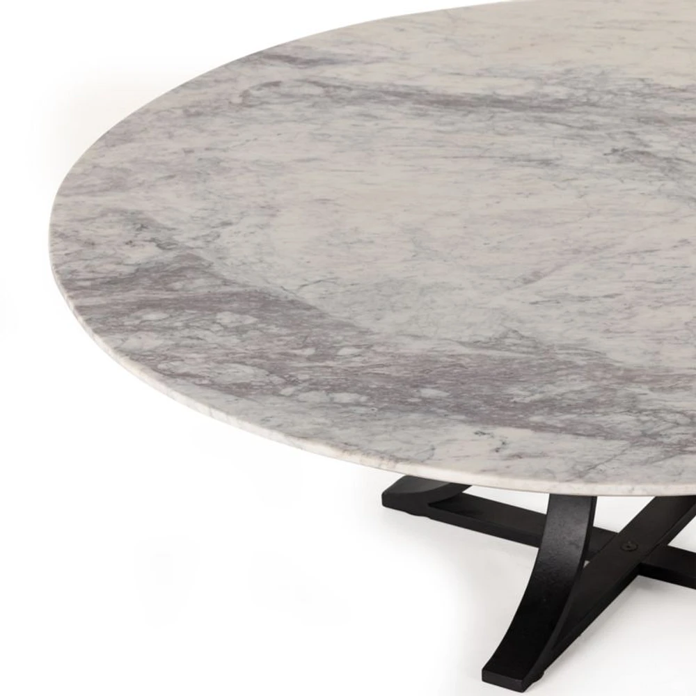 Damen Marble Coffee Table with Black Base