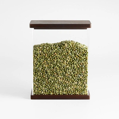 Rectangular Acrylic Food Storage with Wood Lid