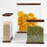 Rectangular Acrylic Food Storage with Wood Lid
