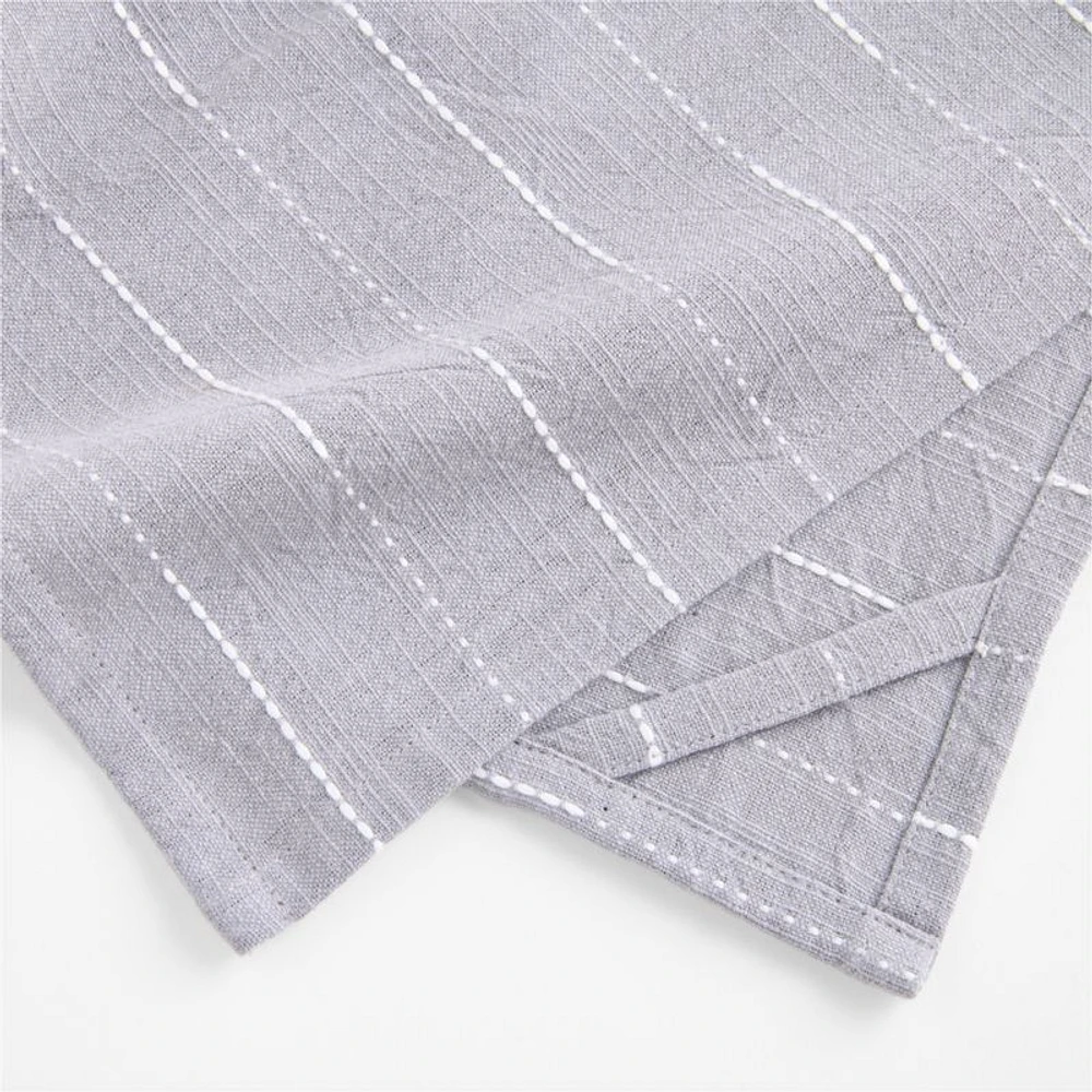 Dash Stripe Pewter Grey Organic Cotton Dish Towels, Set of 2