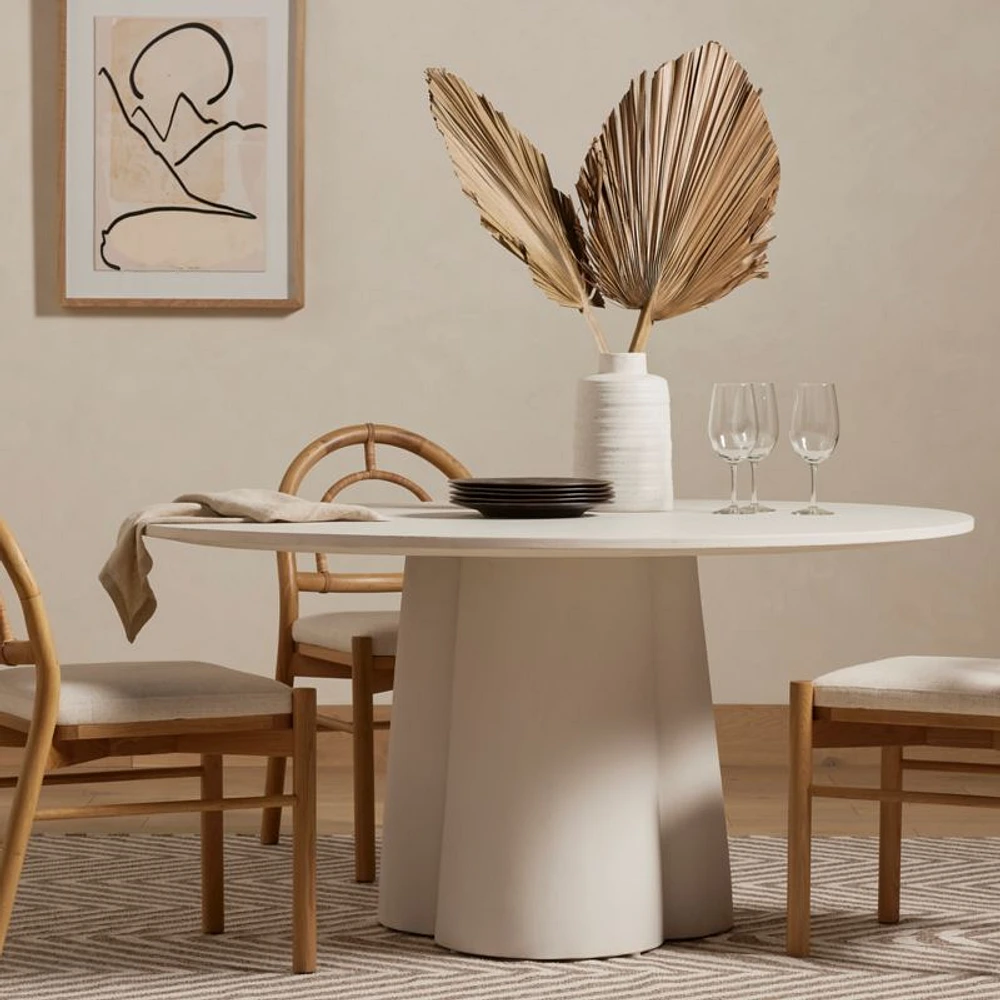 Davenport 60" Round White Dining Table