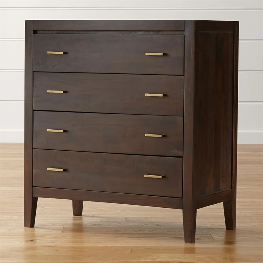 Dawson Dark Brown Wood 4-Drawer Chest