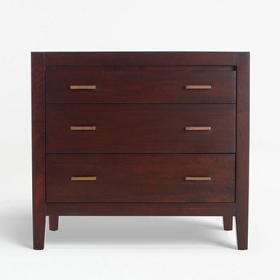 Dawson Dark Brown Wood 3-Drawer Chest
