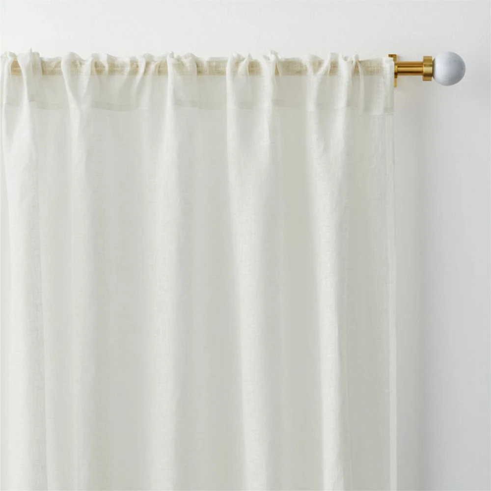 Ivory EUROPEAN FLAX ™-Certified Linen Sheer Stripe Window Curtain Panel 52"x84"