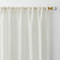Ivory EUROPEAN FLAX ™-Certified Linen Sheer Stripe Window Curtain Panel 52"x84"
