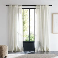 Ivory EUROPEAN FLAX ™-Certified Linen Sheer Stripe Window Curtain Panel 52"x84"