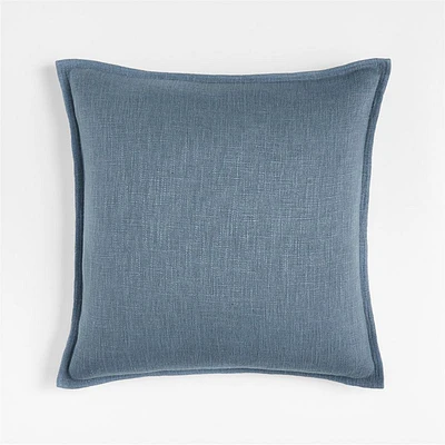 Blue 20x20 Organic Laundered Linen Throw Pillow Cover