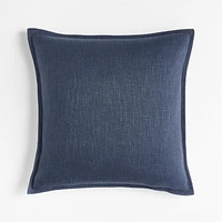 Indigo 20x20 Laundered Linen Throw Pillow with Feather Insert