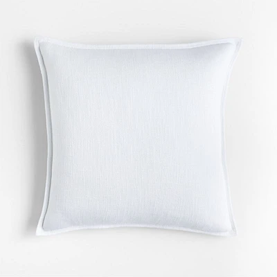 White 20x20 Laundered Linen Throw Pillow with Feather Insert