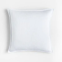 White 20x20 Laundered Linen Throw Pillow with Feather Insert