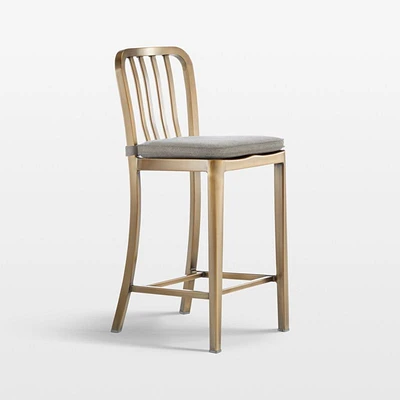 Delta Brass Counter Stool with Felt Grey Cushion