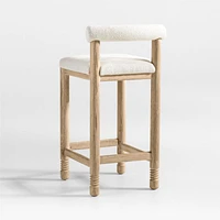 Revival Boucle Oak Counter Stool by Athena Calderone