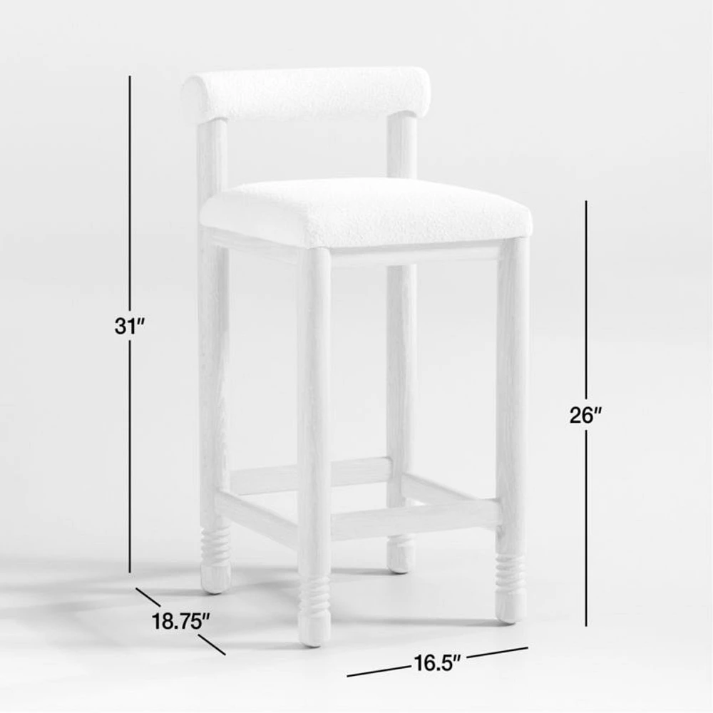 Revival Boucle Oak Counter Stool by Athena Calderone