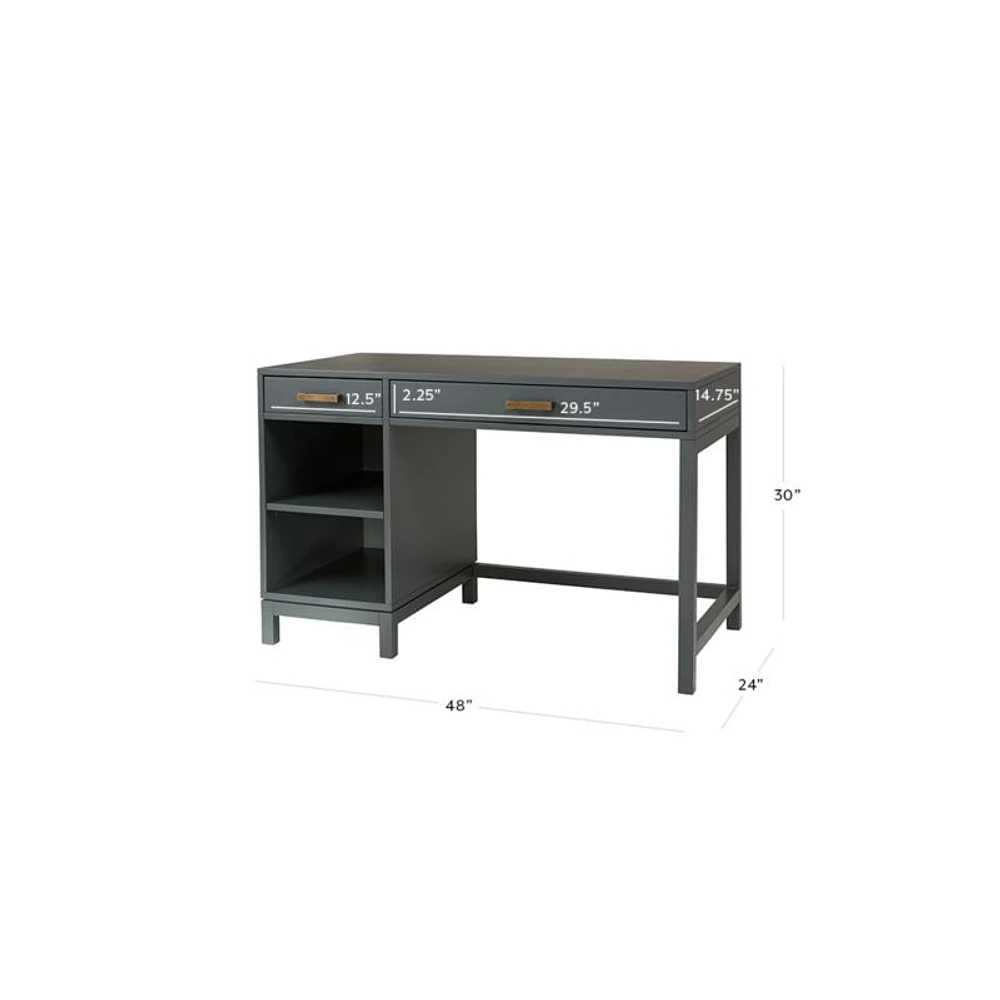 Parke Charcoal Wood 2-Drawer Kids Desk