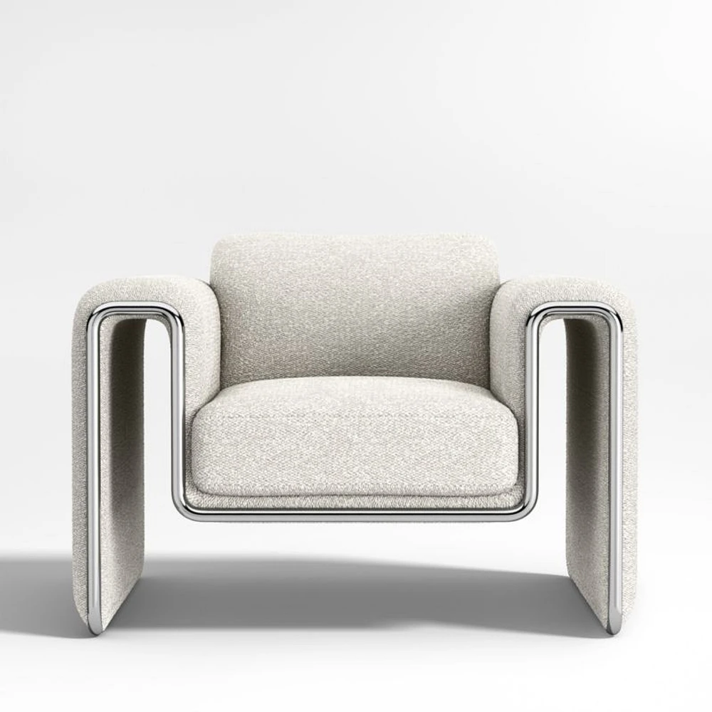 Dessau Boucle Accent Chair with Chrome Frame