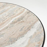 Dev Taupe Marble and Grey Metal 35" Round Coffee Table