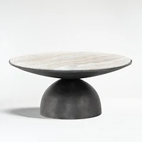 Dev Taupe Marble and Grey Metal 35" Round Coffee Table