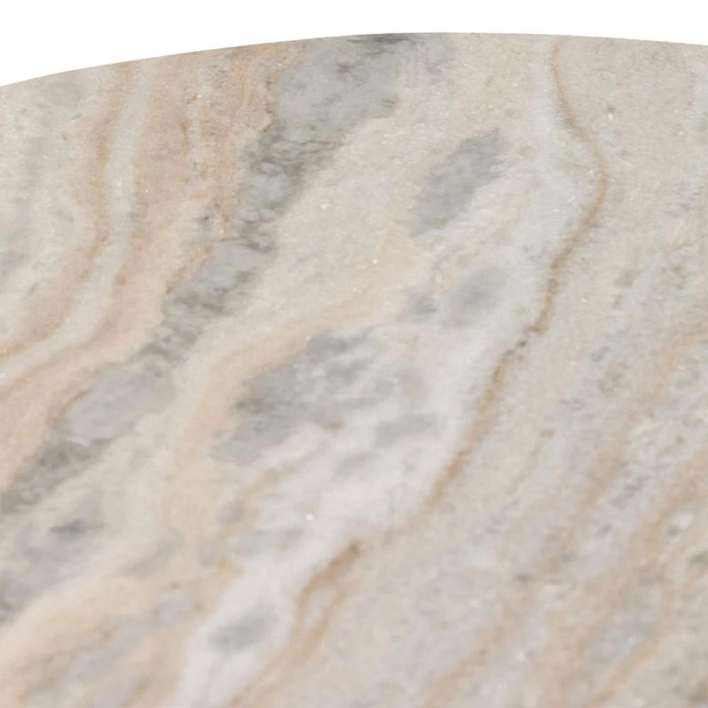 Dev Taupe Marble and Grey Metal End Table