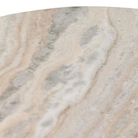Dev Taupe Marble and Grey Metal End Table