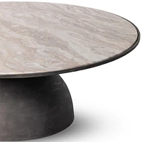 Dev Taupe Marble and Grey Metal 47" Round Coffee Table