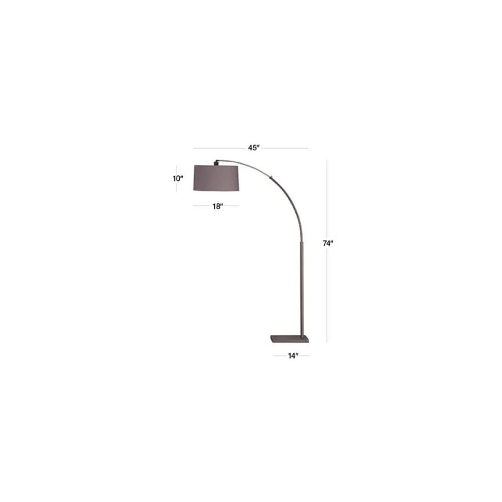 Dexter Arc Floor Lamp with Grey Shade