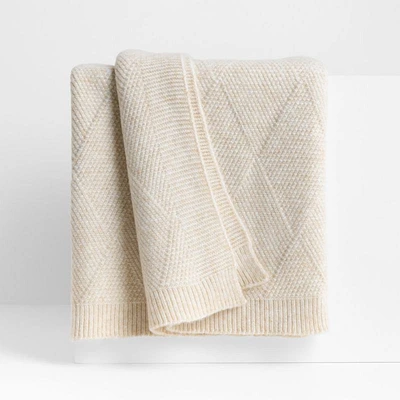 Diamond Knit 70"x55" Travertine Beige Throw Blanket