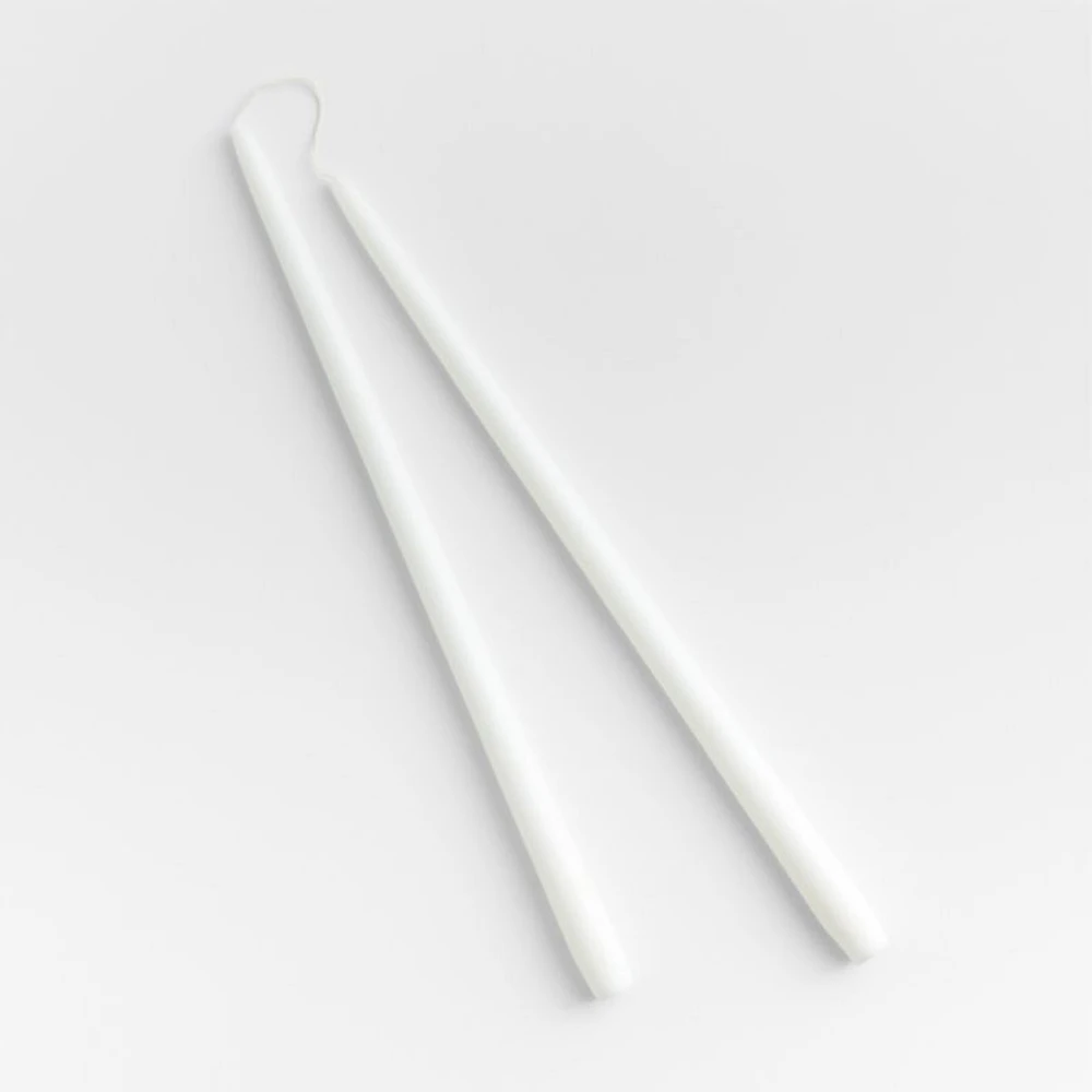 White Dipped Taper Candles 18", Set of 2