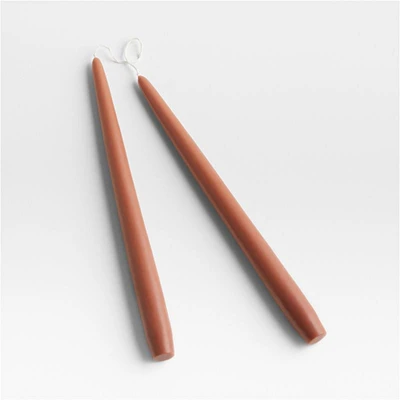 12" Dipped Rust Brown Taper Candles, Set of 2