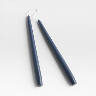 12" Dipped Dark Navy Blue Taper Candles, Set of 2